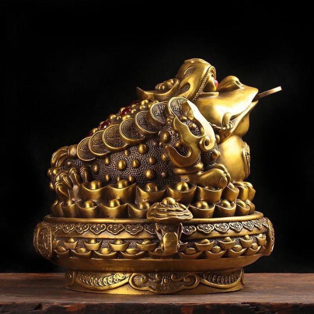 Горшок сокровищ из чистой меди Чжаоцай для привлечения богатства, трехногая золотая жаба, украшения для гостиной, подарок на новоселье