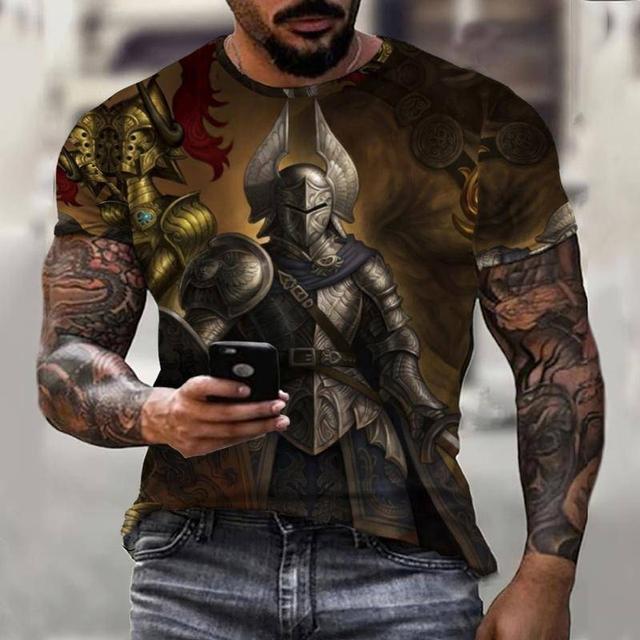 Флаг Воин Паладин Летняя модная мужская футболка Повседневная мужская уличная футболка с 3D принтом с коротким рукавом