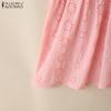 ZANZEA Womens Summer Short Sleeve Hollow Crochet Embroidery Patchwork Casual Dress
