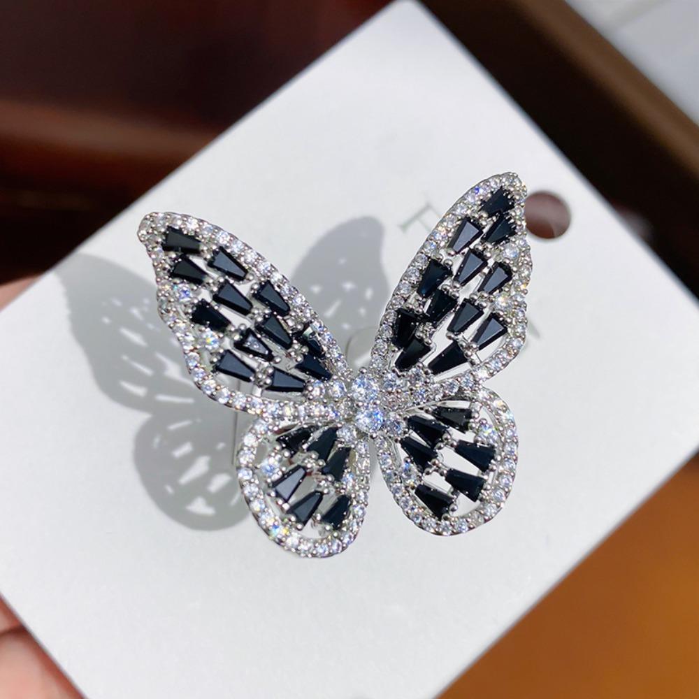 Forest Style Dreamlike Butterfly Ring Shiny Opening Ring Butterfly Engagement Rings Women Men