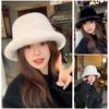 Plush Fisherman Hat Fluffy Fur Solid Bucket Hat Casual Female Panama Cap