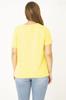 Женская блузка большого размера Желтая блузка больших размеров с круглым вырезом и узором