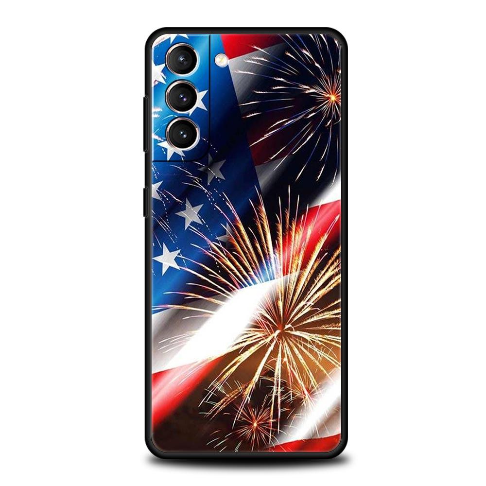 Американский флаг США Чехол для телефона для Samsung Galaxy S26 Ultra S25 Plus S24 FE S23 S22 5G S21 S20 Черный Мягкий