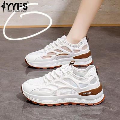 Сетчатые дышащие белые туфли для женщин 2025 лето Лидер продаж Модные универсальные Мягкая подошва Нескользящие Амортизирующие Спортивные туфли