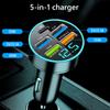 Car Charger 5 Ports USB Super Fast Charging Intelligent Charging Voltage Detection Digital Display Car Adapter Phone Charger