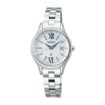 [Часы Seiko] LUKIA SSVV081 Женские солнечные радиочасы с календарем даты и мировым временем, серебристый циферблат, цвет «Замороженный белый», круглые, нержавеющая сталь