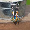 Fashion Bracelet Vintage Women Rhinestone Inlaid Spiral Enamel Plumeria Dangle Earrings Jewelry