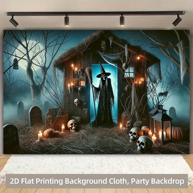 On the night of Halloween, the witch stood in the vibrant polyester backdrop of the forest.PMJ