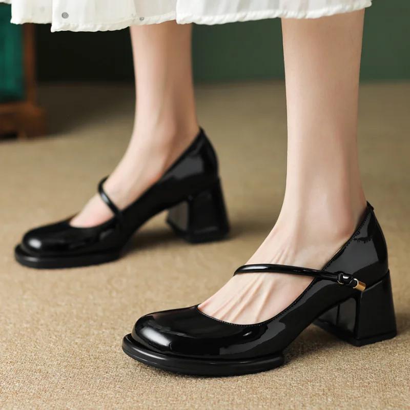 Модные элегантные туфли на высоком каблуке Mary Jane 2024, новый стиль, французская квадратная головка, винтажные мягкие одинарные туфли, летние женские стельки Eva