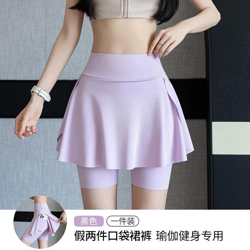 Поддельная двухслойная юбка для йоги, шорты, фартук для пука, с карманом, с высокой талией, утягивающие живот, облегающие, фитнес, леггинсы Барби, шорты-акула, женские