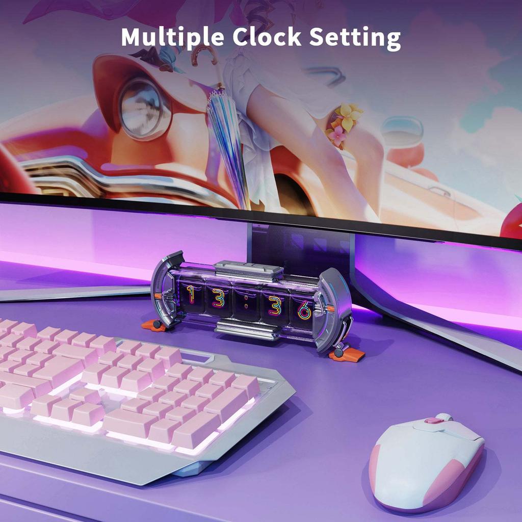 8-битная пиксельная игра Times Gate с ретро неоновыми часами, управление через смарт-приложение, 128x128 IPS экран, идеальный декор для домашнего рабочего стола