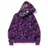 Ape Popular Mens Shark Jaw Camo Full Zipper Hoodie Sweats Jacket Coat