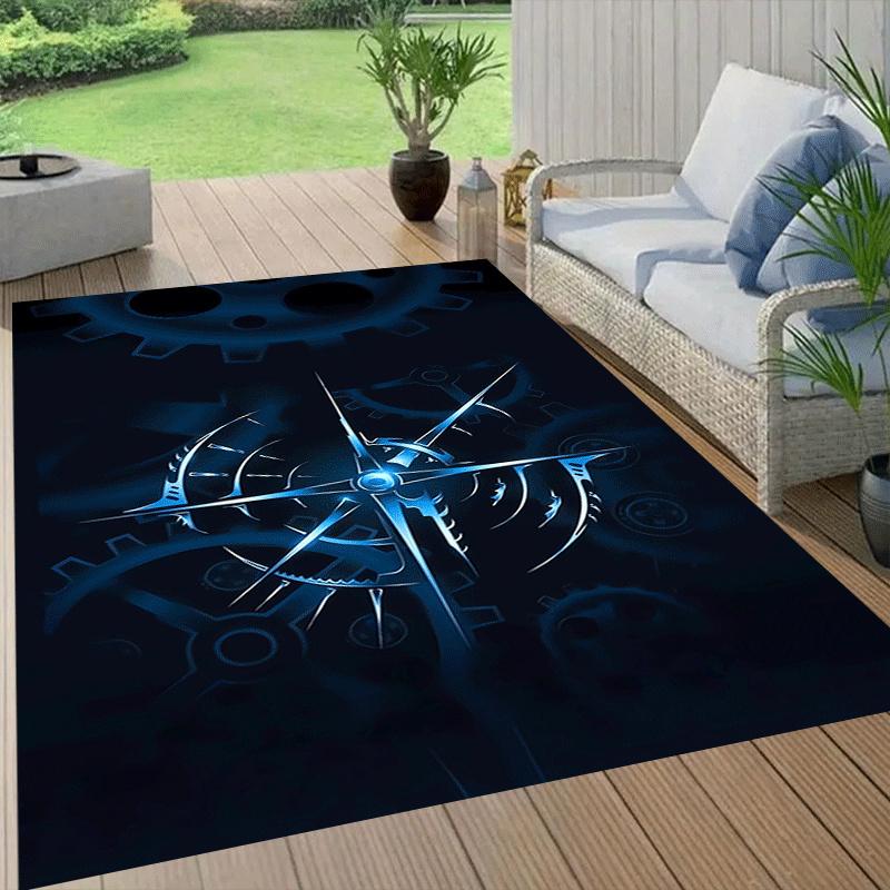 1pc Gear disc Print, Design Indoor Area Rug - Soft, Anti-Slip, and Durable Gaming Room Decor for Bedroom, Living Room