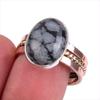 Натуральный камень Снежный обсидиан Двухцветное кольцо из стерлингового серебра 925 пробы Р.8.5 e8U55