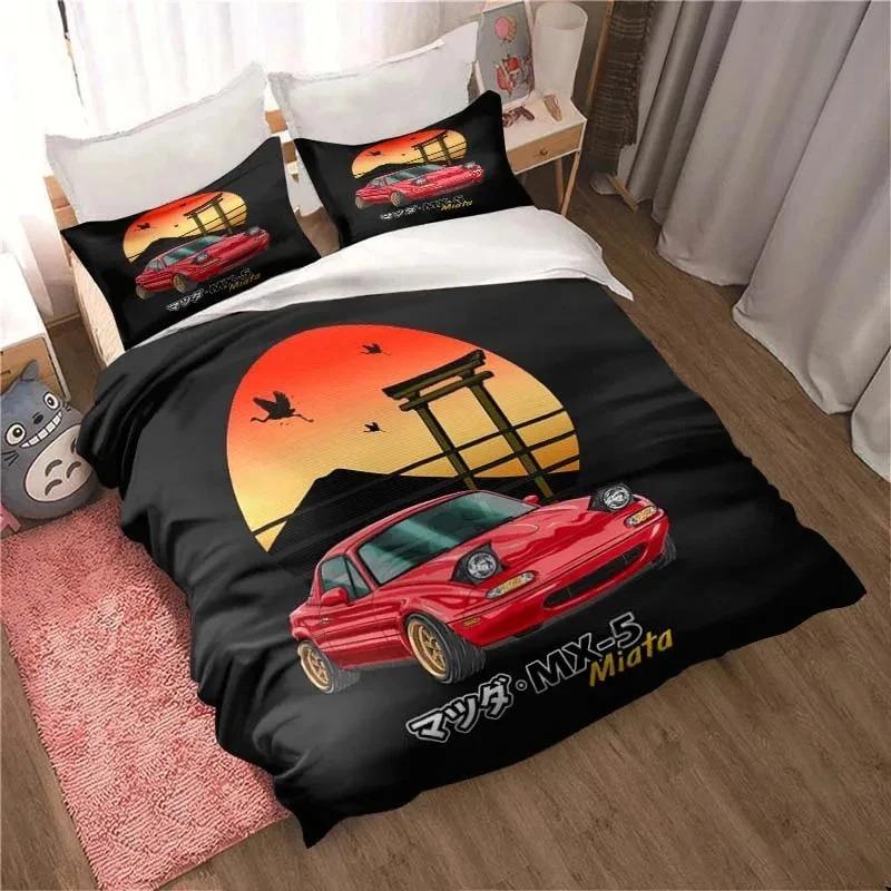 Miata MX-5 NA Racing Cartoon Jdm Car Drift Bedding Set,Duvet Cover Bed Set Quilt Cover,King Queen Twin Size Boys Girls Adults