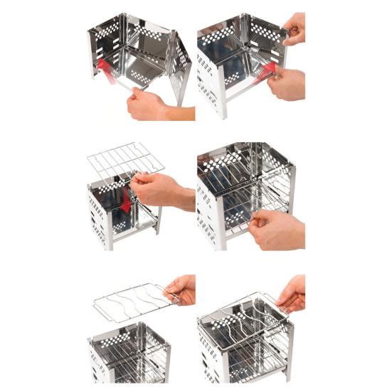 Складная наружная печь-гриль для барбекю с сумкой для хранения, прочная, из нержавеющей стали, многофункциональная