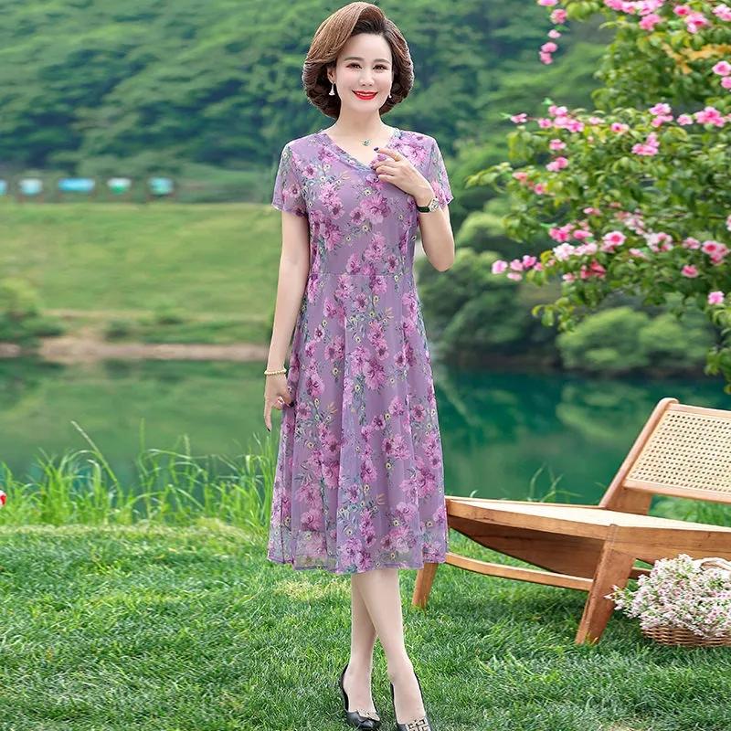 Женские повседневные платья, бросающие вызов возрасту, летние свободные тонкие длинные модные платья больших размеров в платьях для пожилых людей