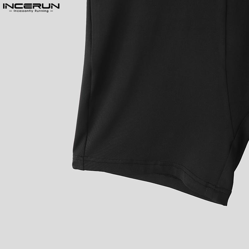 INCERUN Мужские комбинезоны с коротким рукавом, сетчатыми вставками, для сна, пижамы, домашняя одежда