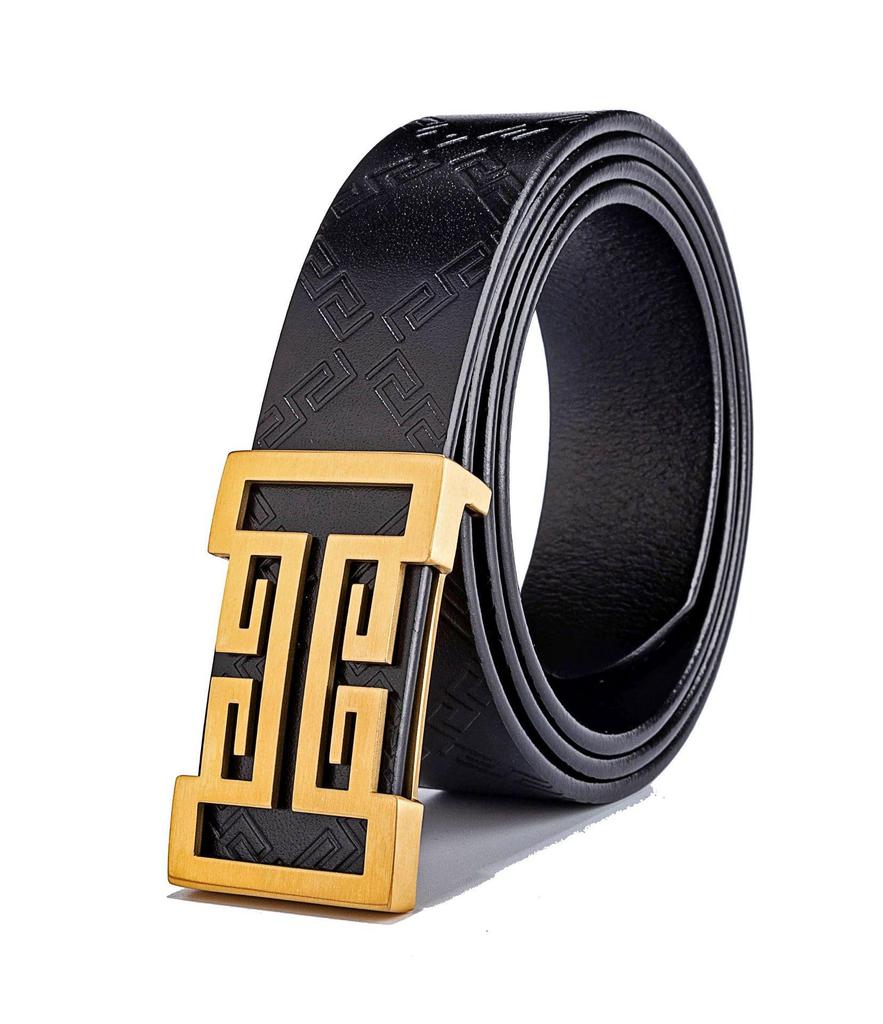 Men's Stylish Pure Cowhide Belt with Smooth Buckle - Casual and Versatile Wear