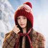Осенне-зимняя шапка женская с помпоном модная универсальная вязаная шапка защита ушей ветрозащитная теплая шапка шерстяная шапка