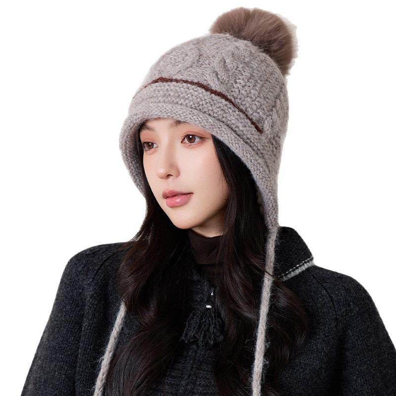 Women S Sweet Korean Style Knit Hat Earflap Pullover Warm Winter Hat