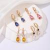 1 Pair Luxury Colorful Drop Shape Dangle Earrings for Women Cubic Zirconia Jewelry Wedding Accessories