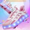 28-41 Girls/Child Four-wheel Charging LED Lantern Shoes Robe Wheel Skate Shoes Boys Rolling Shoes