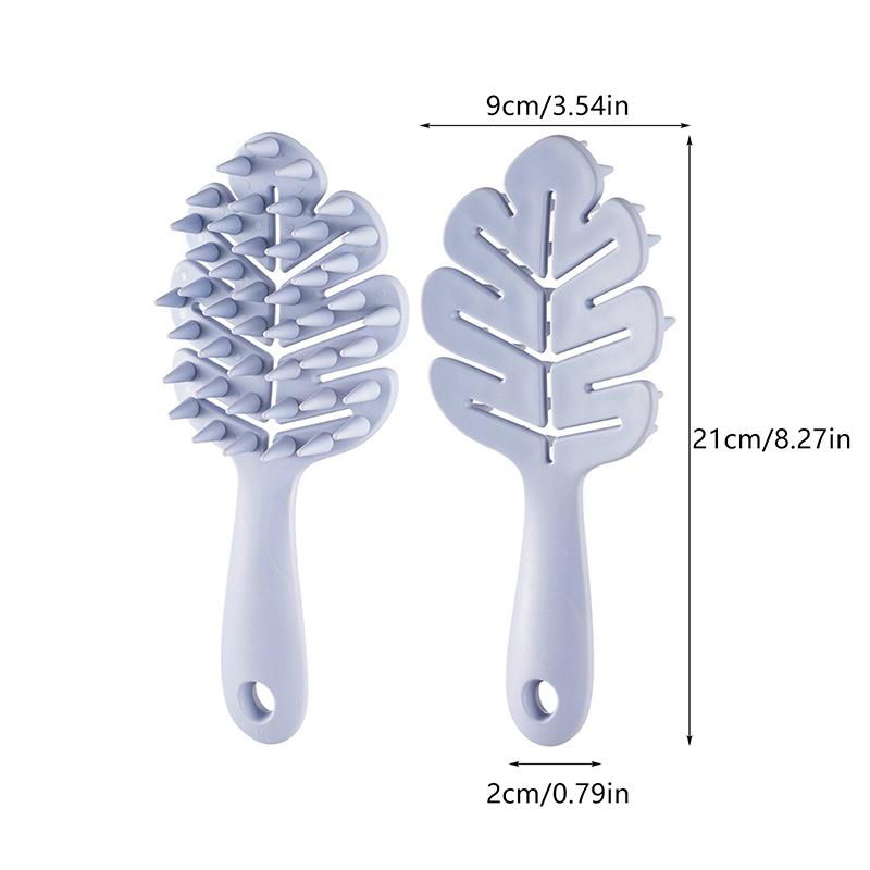Силиконовая щетка для шампуня в форме листа, массажная головка для кожи головы, мягкая расческа для волос, длинная ручка, щетка для ванны, массаж тела, очищающий инструмент, подарок
