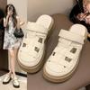 Thick-soled Two-wear Hollowed-out Bag Head Sandals for Women's 2025 Summer New Hole Pig Cage Mori Roman Half Slippers Outside