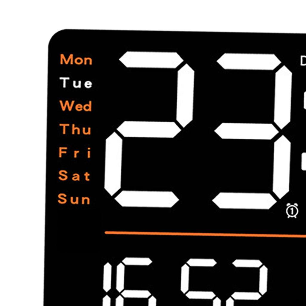 Digital Wall Clock Large Display LED Dst Week Days Timing 12/24H Time Mode with Date Big