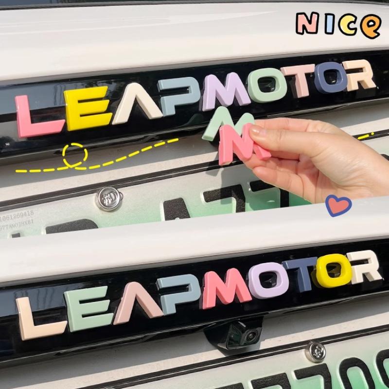 Для Leapmotor T03 Наклейка-эмблема с буквами на багажник, разноцветная, матово-черная, логотип автомобиля