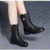 Модные сапоги сапоги из мягкой кожи 2025 осень и зима новые на низком каблуке средней длины нескользящая мягкая подошва маленькие кожаные сапоги трендовые универсальные женские