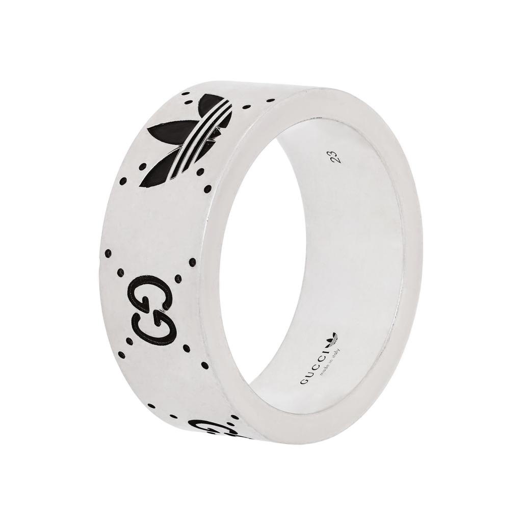GUCCI Adidas X Gucci Collaboration Collection 925 Sterling Silver Rings Unisex Silver 702766-J8400-0728