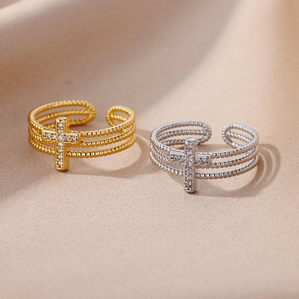 Cross European and American Multi-layer Niche Fashion High-end Adjustable Ring for Women