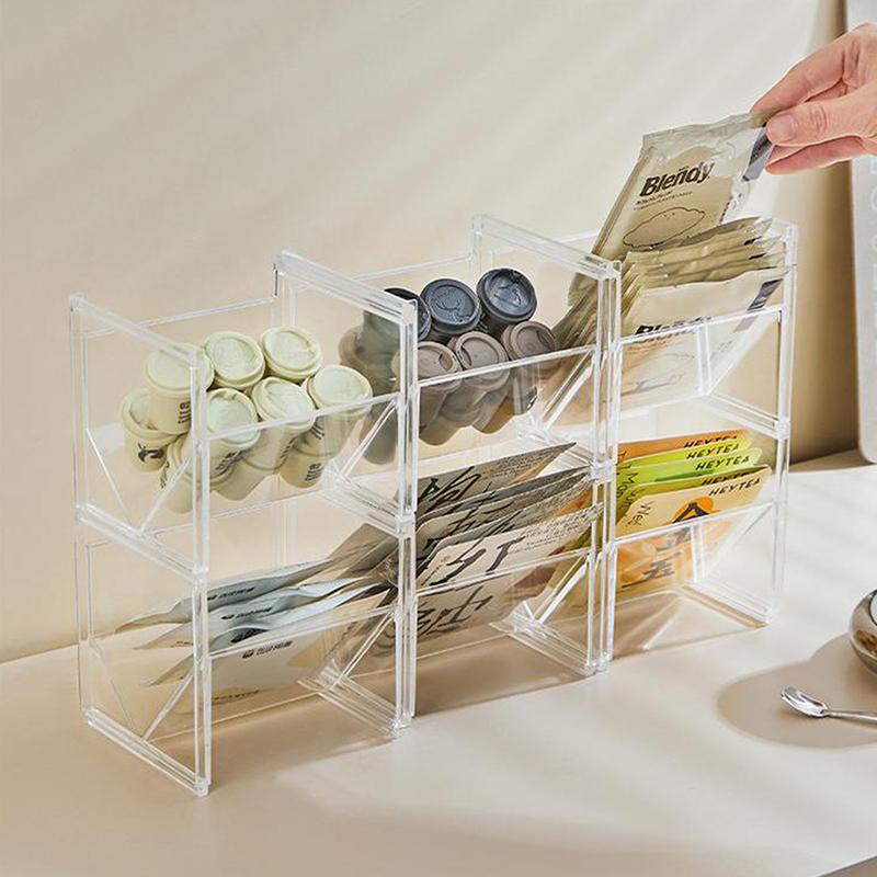 Вертикальный держатель для чайных пакетиков, штабелируемый органайзер для чайных пакетиков, прозрачный органайзер для кофе и чая, для сливок, сахара, для шкафа, кухни