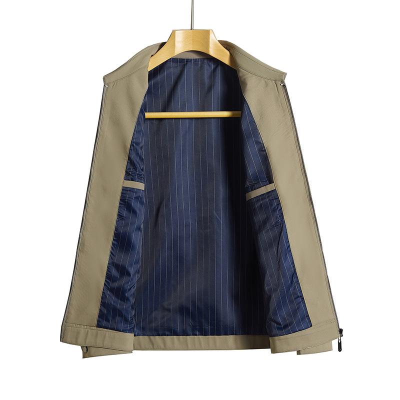 Spring and Autumn New Men's Jacket Business Casual Lapel Zipper Jacket Dad Wear Veteran Cadre Leadership Jacket Outside