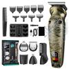 Full Metal Body Hairdresser 6 in 1 Multi Function Electric Push Clipper Nose Hair Clipper Set With 6 Blade Heads