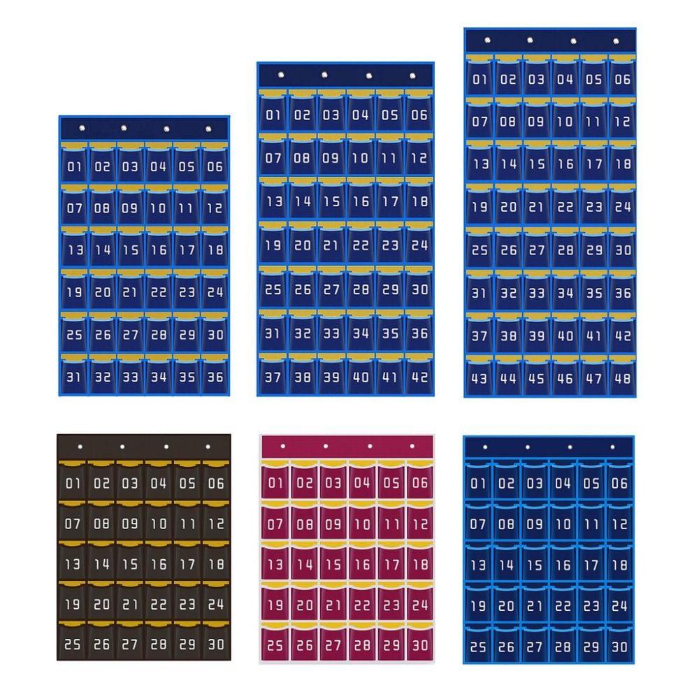 30/36/42/48 Grids Phone Hanging Bag Numbered Wall-mounted Phone Storage Bag Thickened Door Hanging Bag School Wall Door Decor