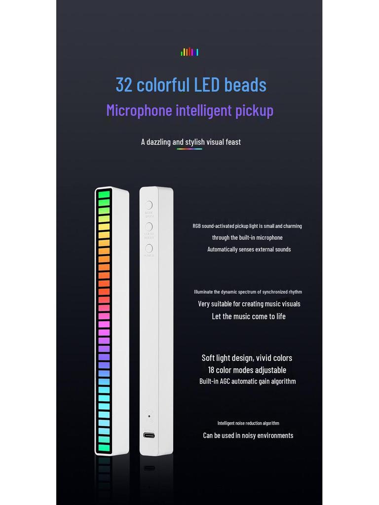 RGB светодиодная подсветка, синхронизированная со звуком: Модный Цветной Светодиод для Создания Музыкальной Атмосферы в Автомобиле или на Столе со Звуковым Сенсором