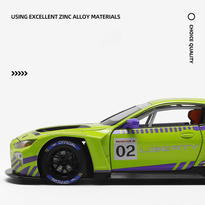 1:24 BMW M4 GT3 Alloy Sports Car Model Diecasts Metal Racing Car Vehicles Model Simulation Sound Light Collection Kids Toys Gift