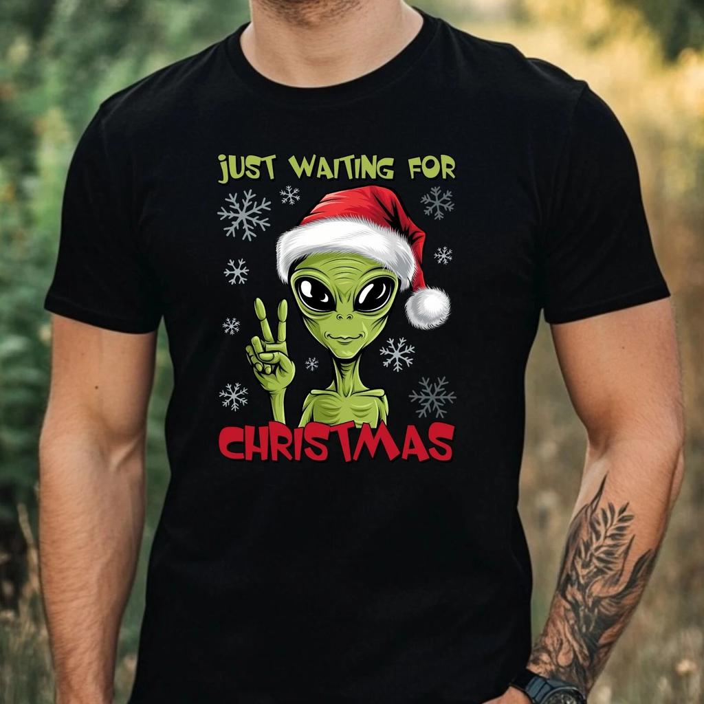 T-Shirt Herren Weihnachts Alien Motiv Baumwolle Größe XS bis 5XL