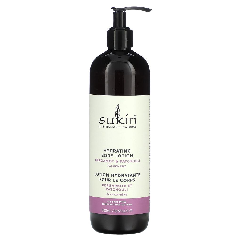 SUKIN Hydrating Body Lotion, Bergamot & Patchouli, 16.9 Fl Oz (500 Ml)
