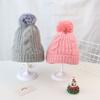 Красочная детская шапка с помпоном, осенне-зимняя детская шапка-бини для девочек и мальчиков, вязаная крючком толстая теплая однотонная шапка для малышей
