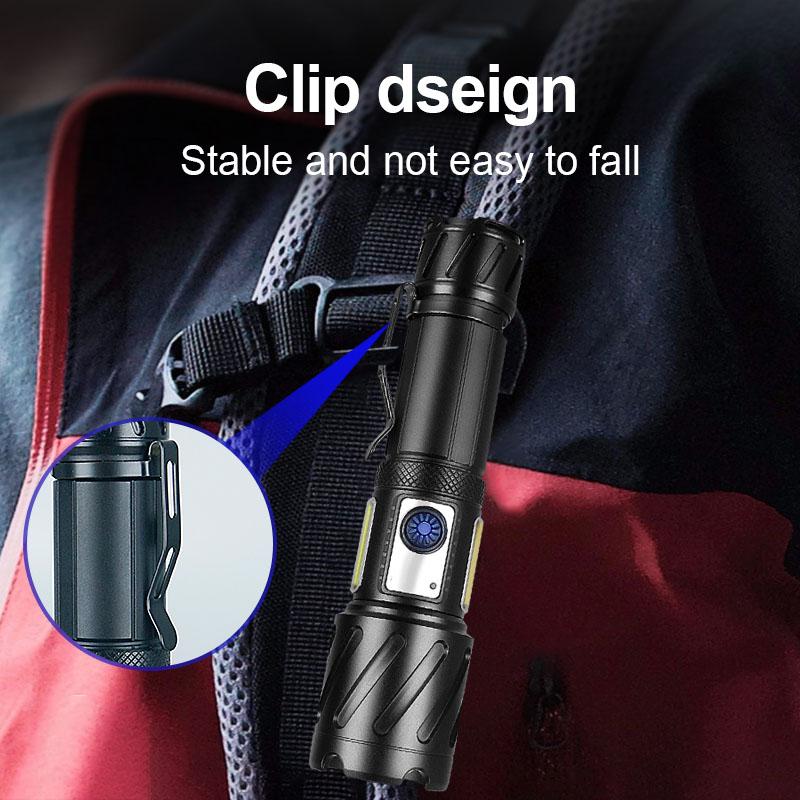 Мощный фонарик Супер яркий XHP160 LED + COB магнитная лампа Водонепроницаемая вспышка Перезаряжаемый фонарик