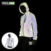 Wosawe Reflective Hooded Cycling Jacket Noctilucent Bike Riding Rainproof Breathable Bicycle Windbreaker