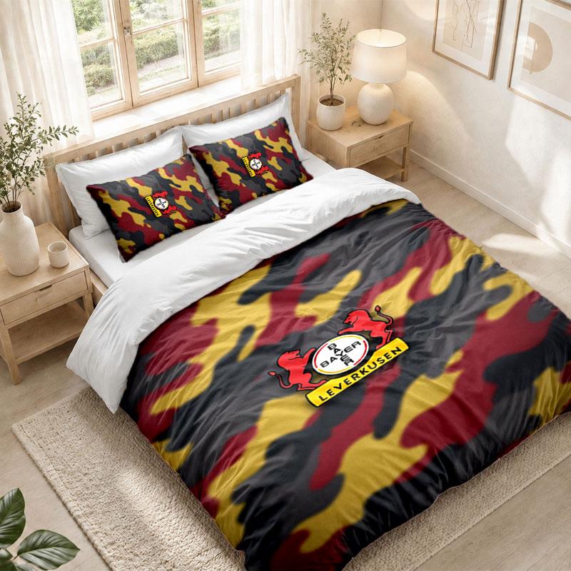 Bedding Set 1 Duvet Cover 2 Pillowcases Bayer Leverkusen Football Print Bedroom Home Decoration