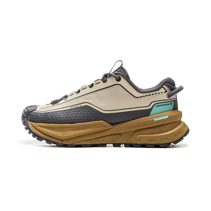 Li Ning CF Water Resistant Shock Absorbing Durable Support Reflective Low Top Outdoor Hiking Shoes Unisex Hiking Shoes Khaki AHTU023-7