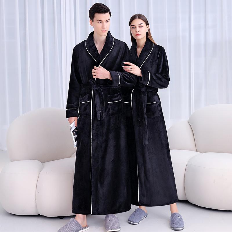 Thick Flannel Couple Bathrobe - Plus Size Homewear for Women & Men