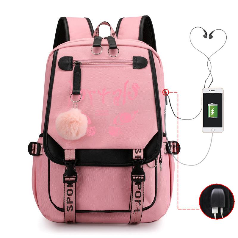 Football Printed Student Backpack Multifunctional Usb Interface Large Capacity Leisure Travel Backpack