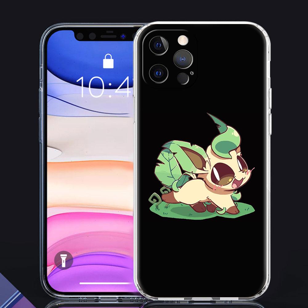 Прозрачный чехол для Apple iPhone 13 11 14 Pro Max 12 Mini, мягкий чехол для телефона XR SE 2020 7 8 Plus X XS 6S в форме ракушки Pokemon Cute Eevee Lunda